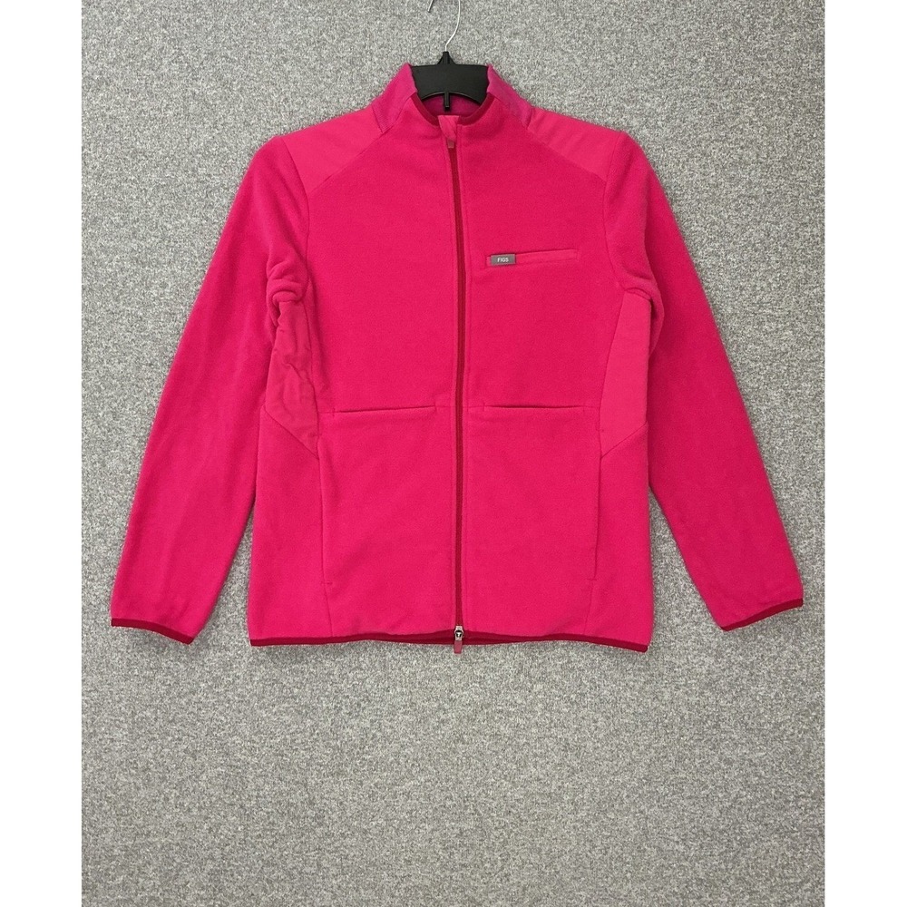 FIGS On-Shift Fleece Jacket Womens Size M Pink Full Zip Pockets